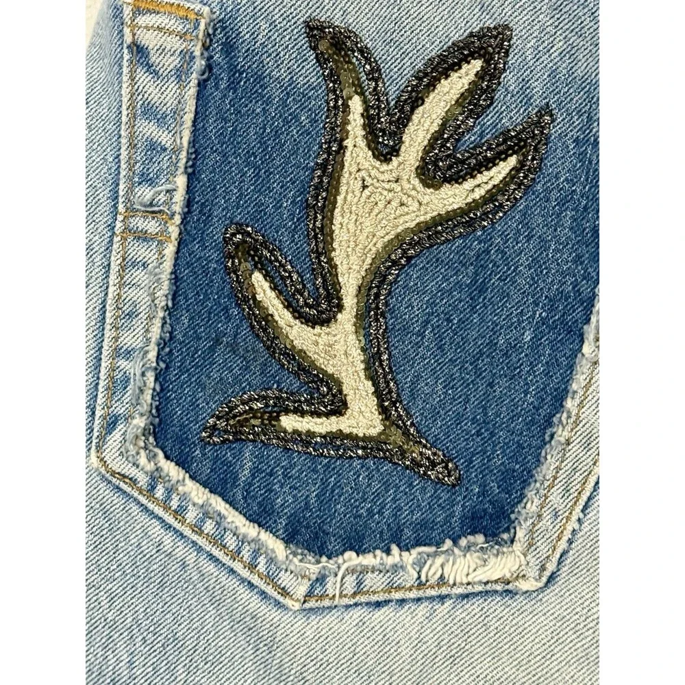 Vtg Levis 501 Cutoff Short Reworked History Repeats Custom Antler Beadwork Sz 34